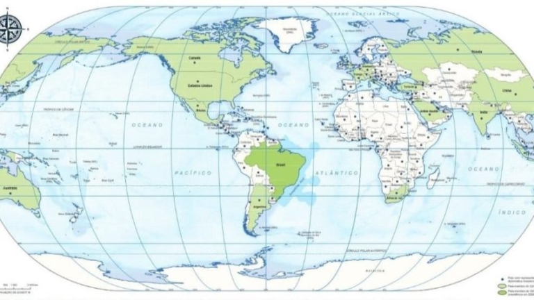Novo atlas do IBGE coloca Brasil no centro do mundo